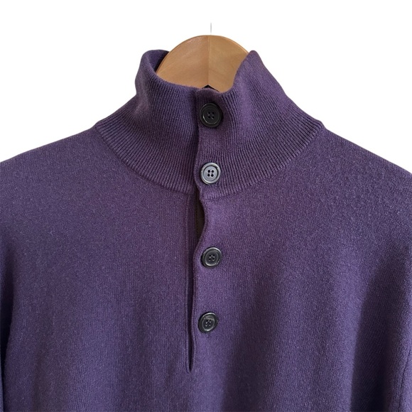 Enzo Mantovani Cashmere 4 Button Elbow Patch Sweater Purple Med Preppy Academia - Picture 3 of 6